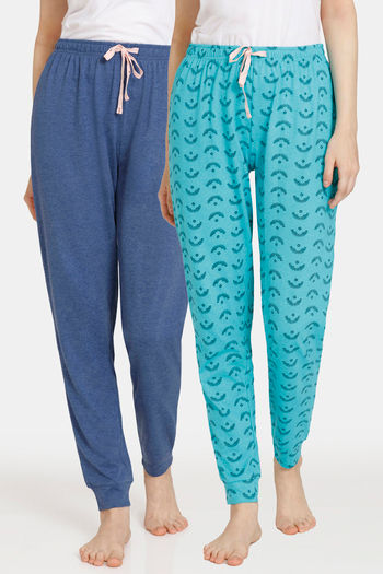 Buy Rosaline Rural Charm Knit Cotton Pyjama (Pack Of 2) - Green Blue